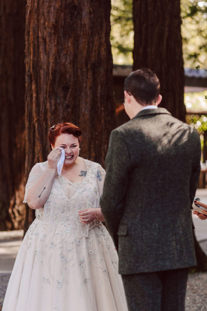 bride crying during vows at Deer Park Villa