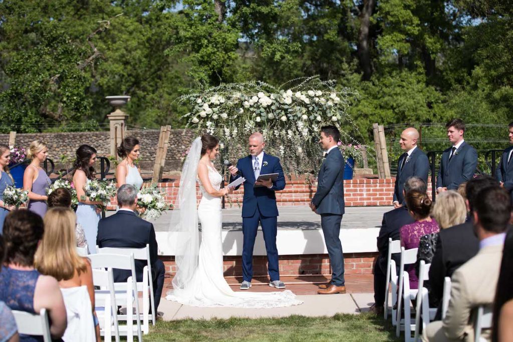 bride and groom exchange vows at Silverado Resort