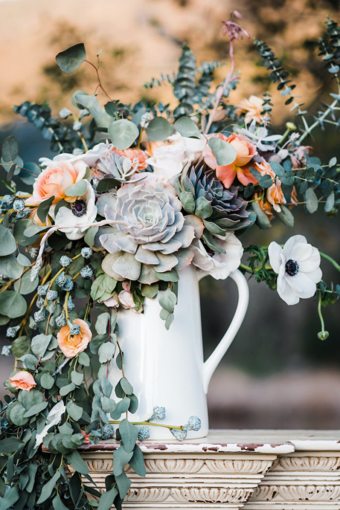 cascading wedding succulent flower arrangement
